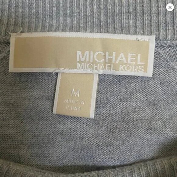 Michael Kors Grey Short Sleeve Sweater Tee – Size M (Classic Knit Top) - Picture 5 of 6